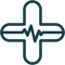 Icône de santé de puce avec une croix et une bouée de sauvetage